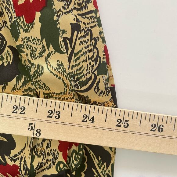 Vintage 80s High Rise Silk Maxi Skirt Box Pleated Button Down Skirt Floral Sz 18 - Picture 10 of 11